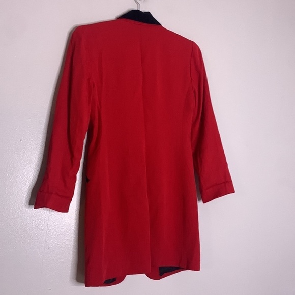 Vintage express long blazer jacket red black velvet new with tags women’s xs - Picture 6 of 8